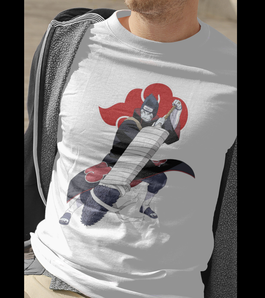 Kisame Hoshigaki Akatsuki Member Wielding Samehada With Red Cloud T-Shirt