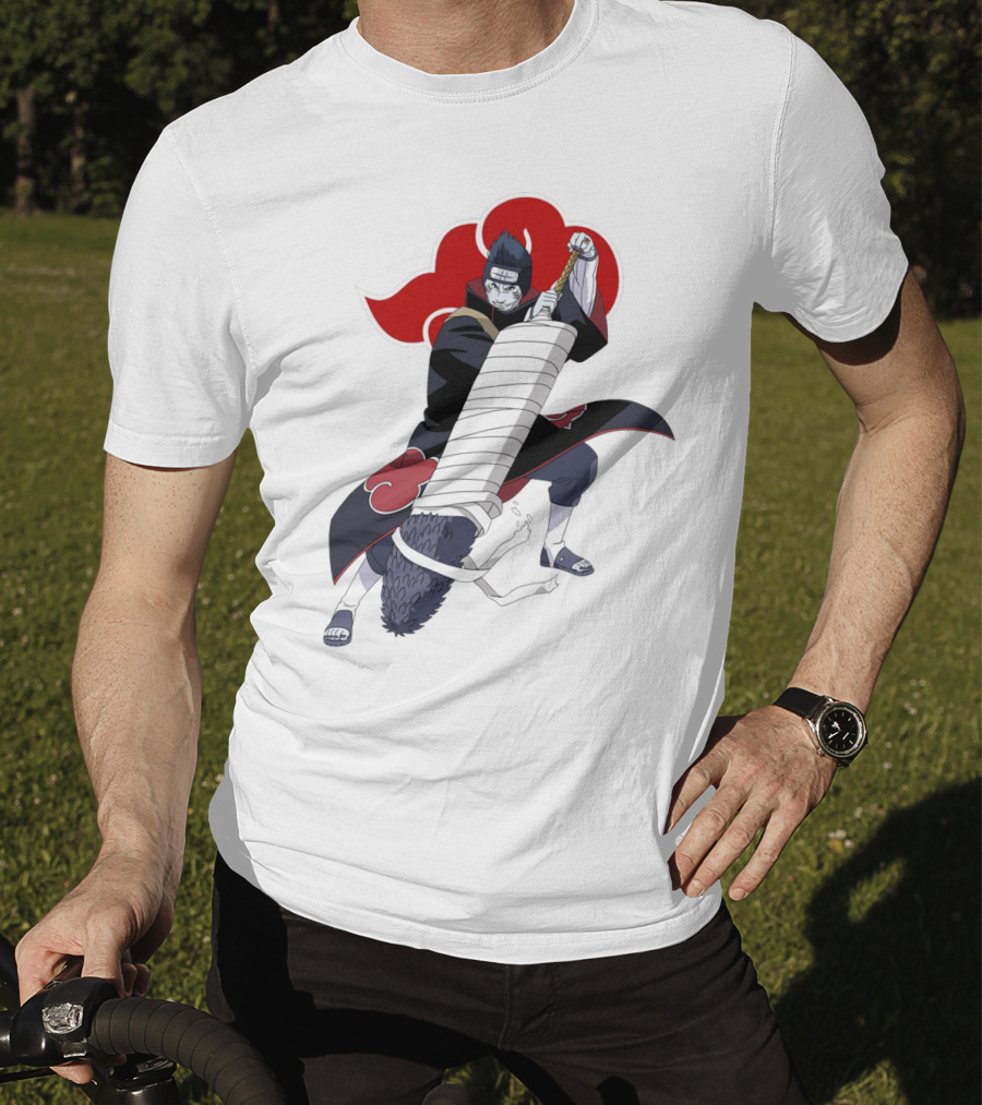 Kisame Hoshigaki Akatsuki Member Wielding Samehada With Red Cloud T-Shirt