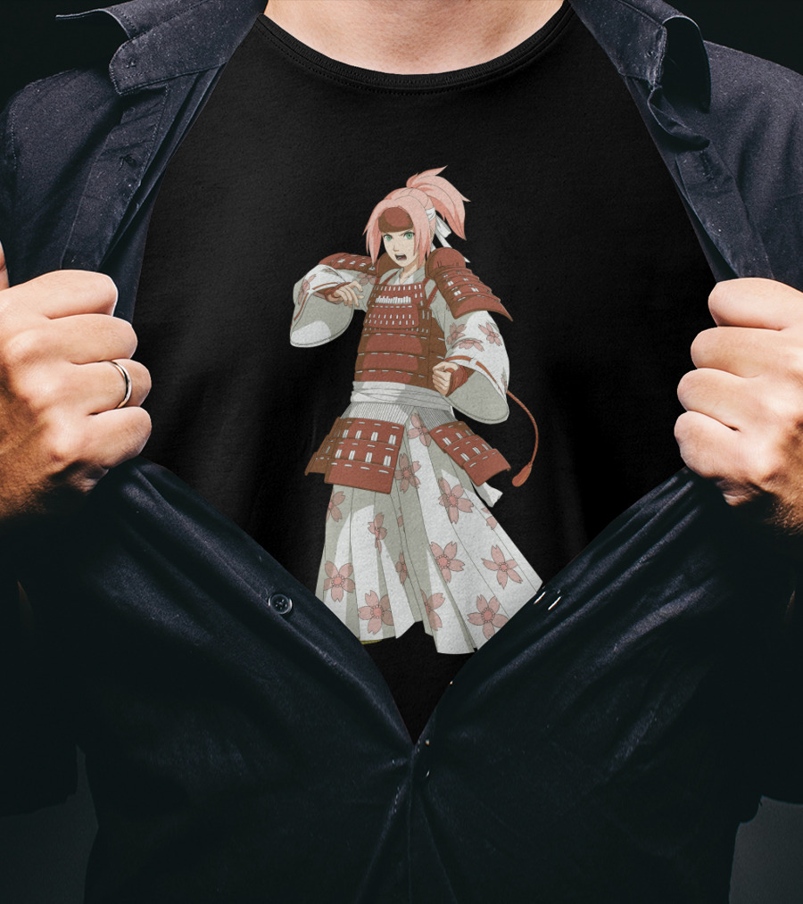 Sakura Samurai Cherry Blossom Warrior Kimono Armor T-Shirt