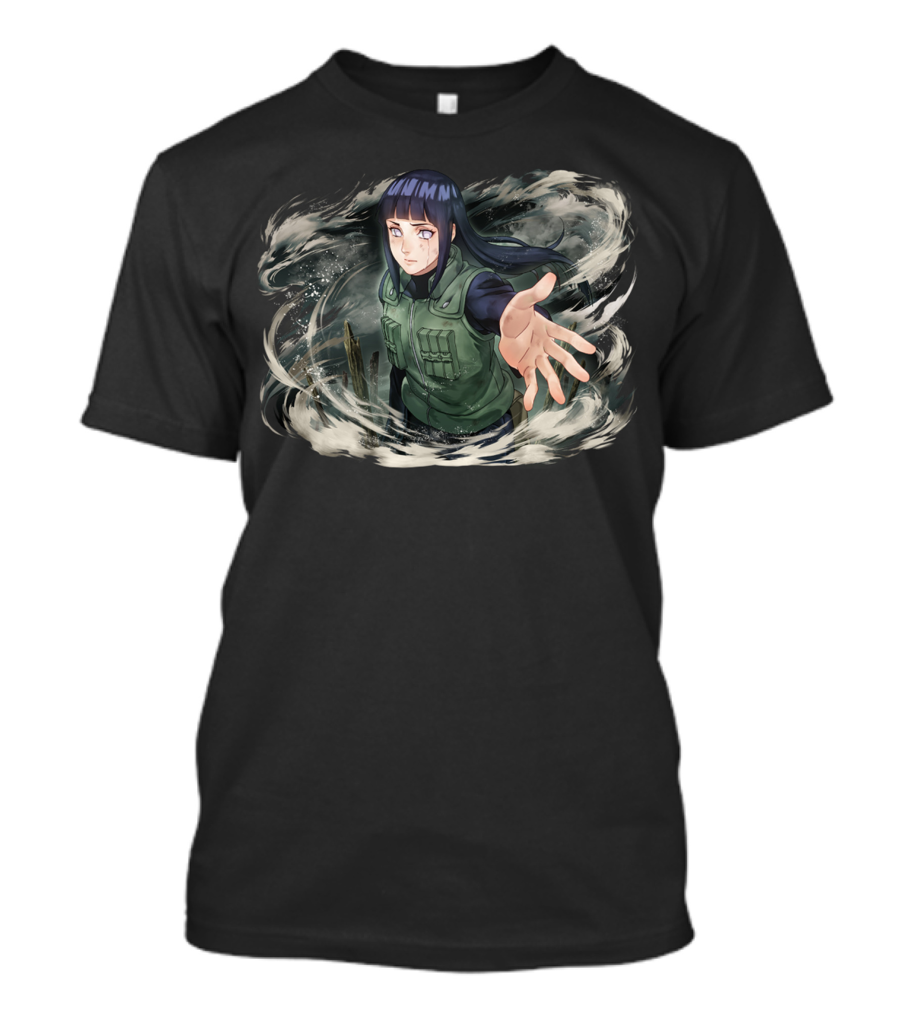 Hinata Hyuga Hand Reaching Anime Character In Swirling T-Shirt