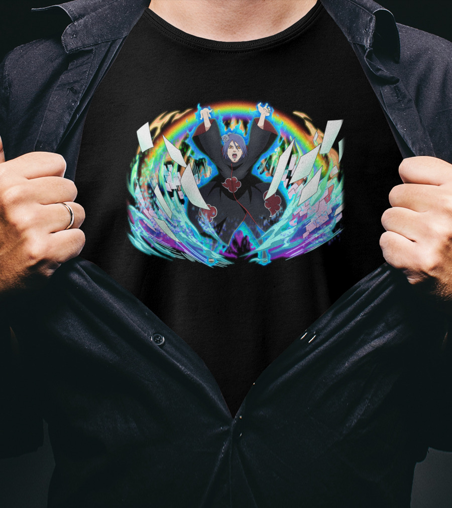 Konan Akatsuki Paper Jutsu Rainbow Energy Burst T-Shirt