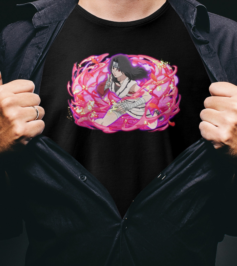 Kurenai Ninja Warrior With Pink Chakra Swirls T-Shirt