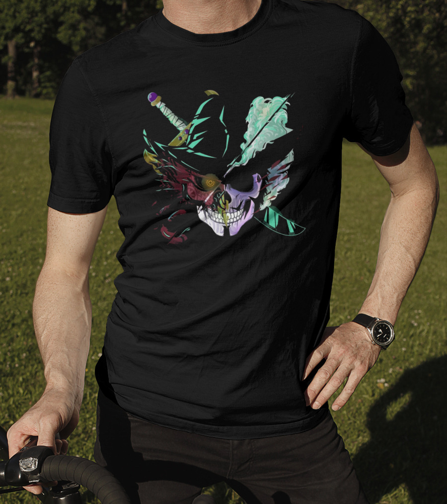 Mihawk Pirate Skull Sword Hat Anime Fusion T-Shirt