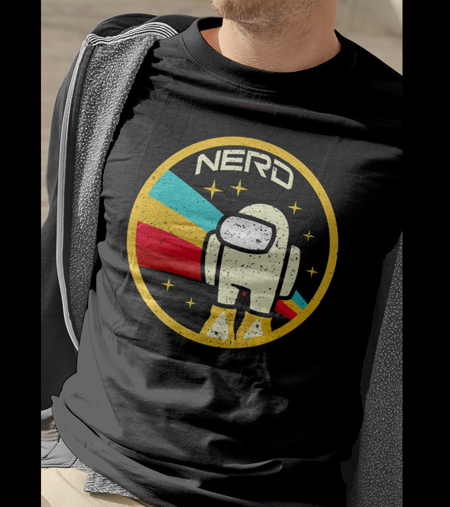 Nerd Among Us Impostors Retro Astronaut Stars T-Shirt