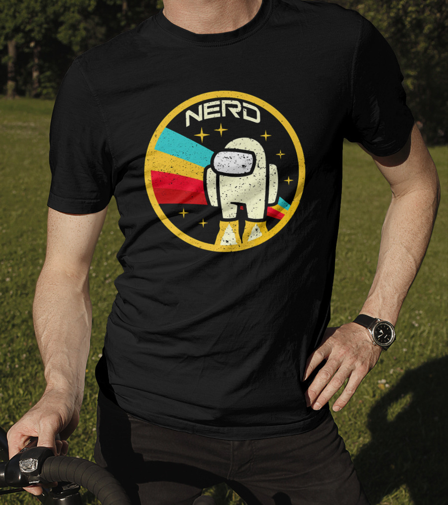 Nerd Among Us Impostors Retro Astronaut Stars T-Shirt