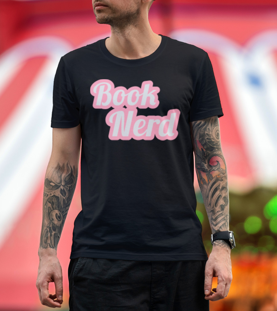 Book Nerd Back To School Style Pink Bubble Letters T-Shirt