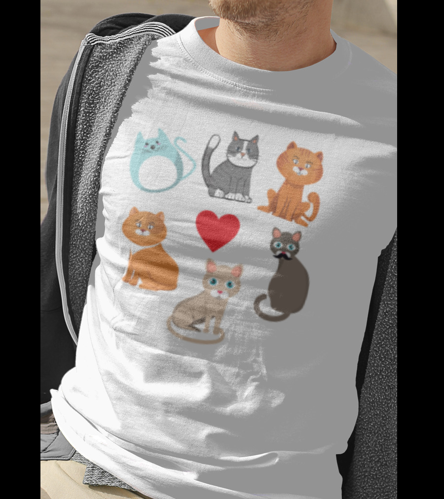 Nice Kitty Love Adorable Cats And Heart T-Shirt