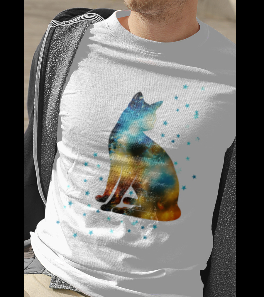 Galaxy Kitty Celestial Cat With Cosmic Stars T-Shirt