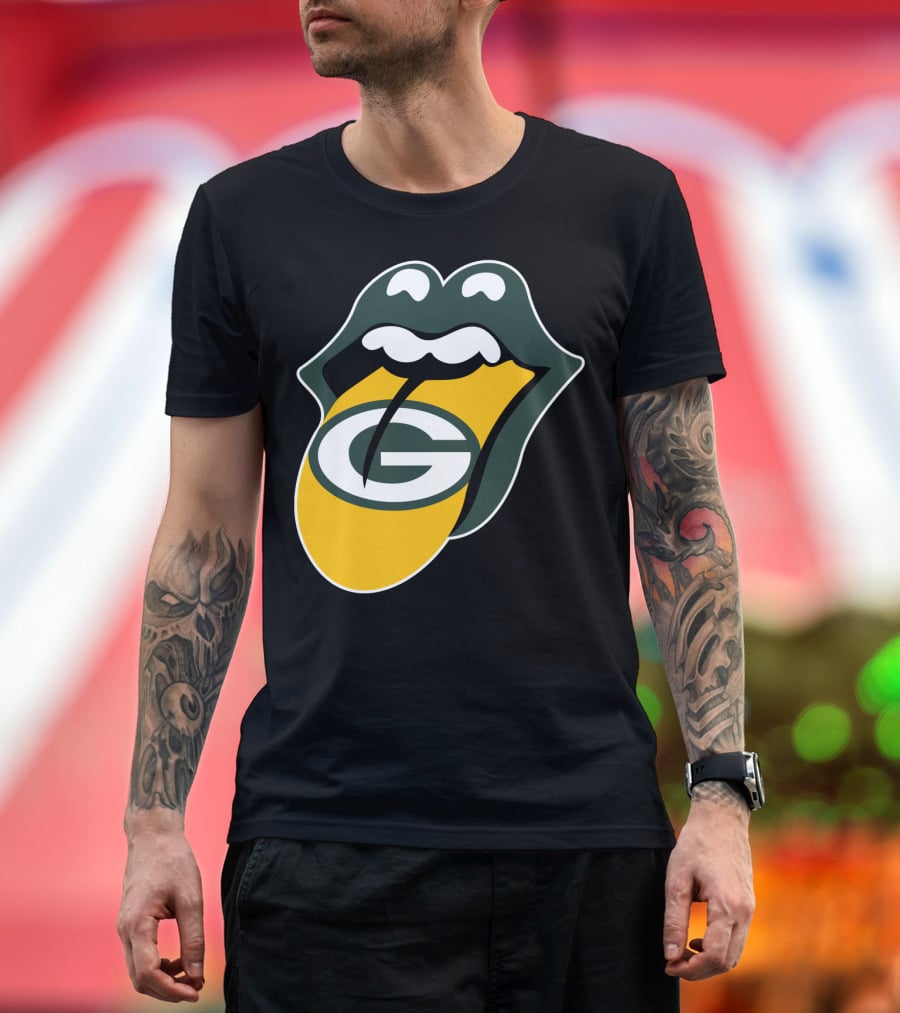 Green Bay Packers Rolling Stones Tongue Logo Rt Edition T-Shirt
