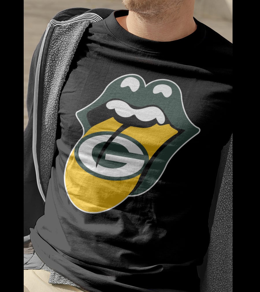 Green Bay Packers Rolling Stones Tongue Logo Rt Edition T-Shirt