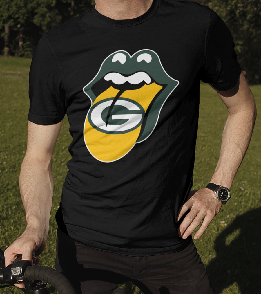 Green Bay Packers Rolling Stones Tongue Logo Rt Edition T-Shirt