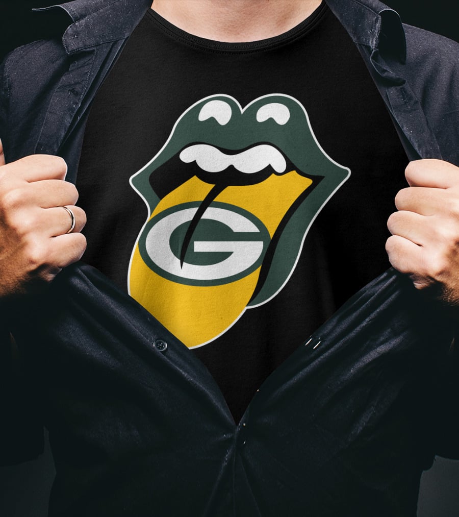 Green Bay Packers Rolling Stones Tongue Logo Rt Edition T-Shirt