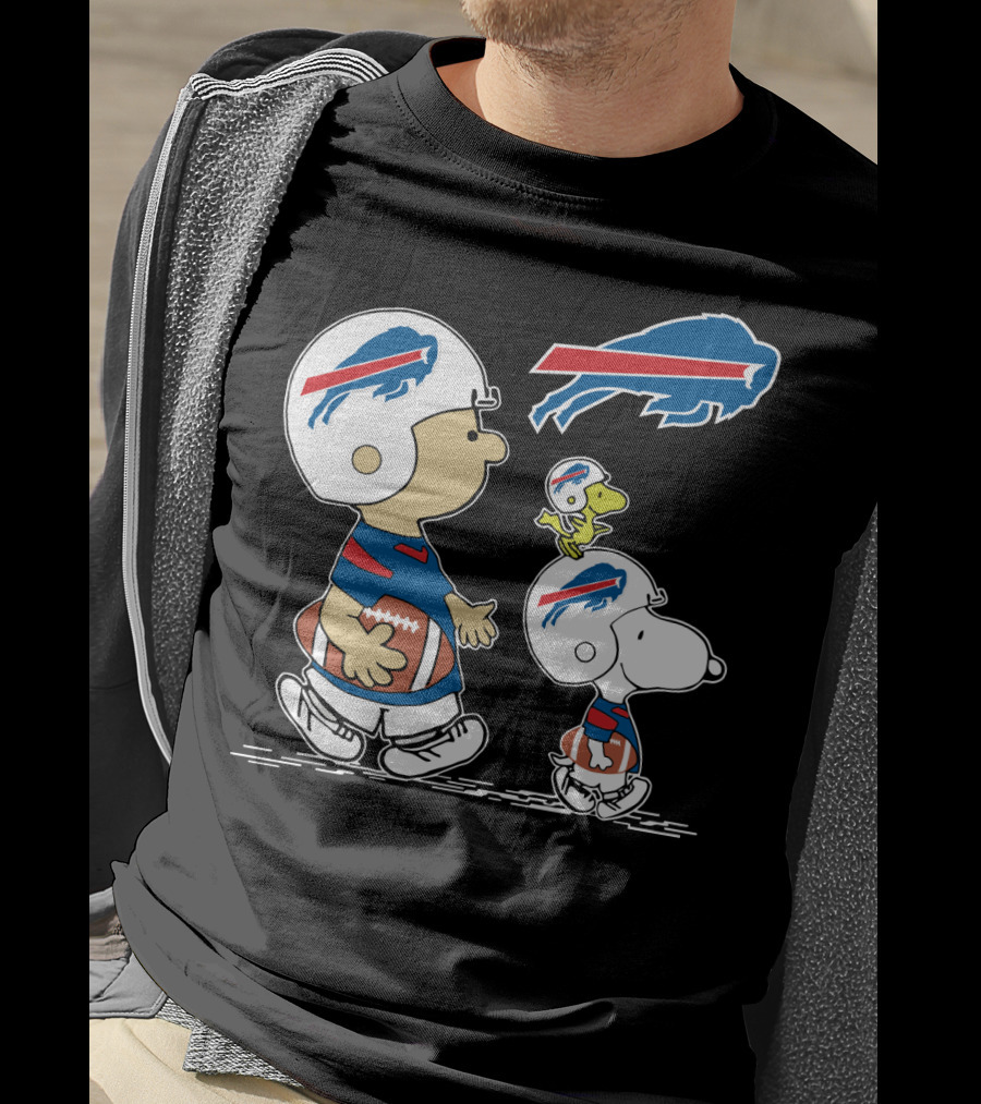 Buffalo Bills Christmas Peanuts Characters Football Helmets T-Shirt