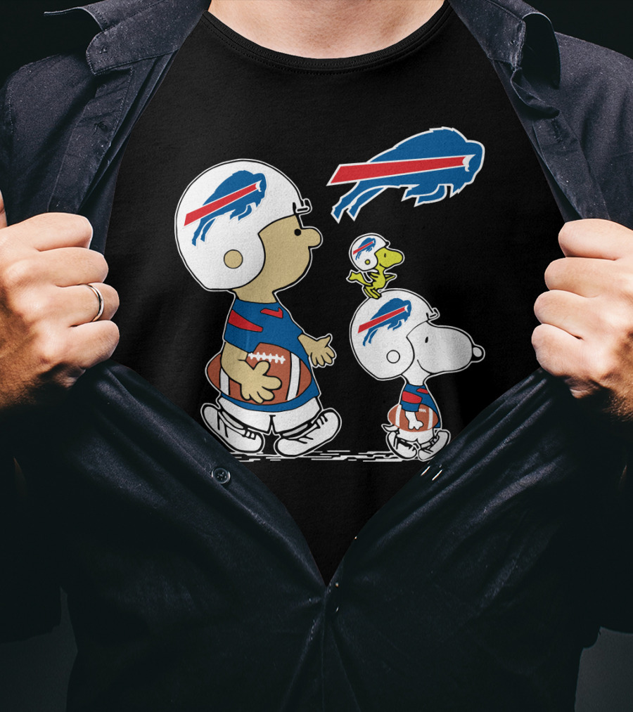 Buffalo Bills Christmas Peanuts Characters Football Helmets T-Shirt