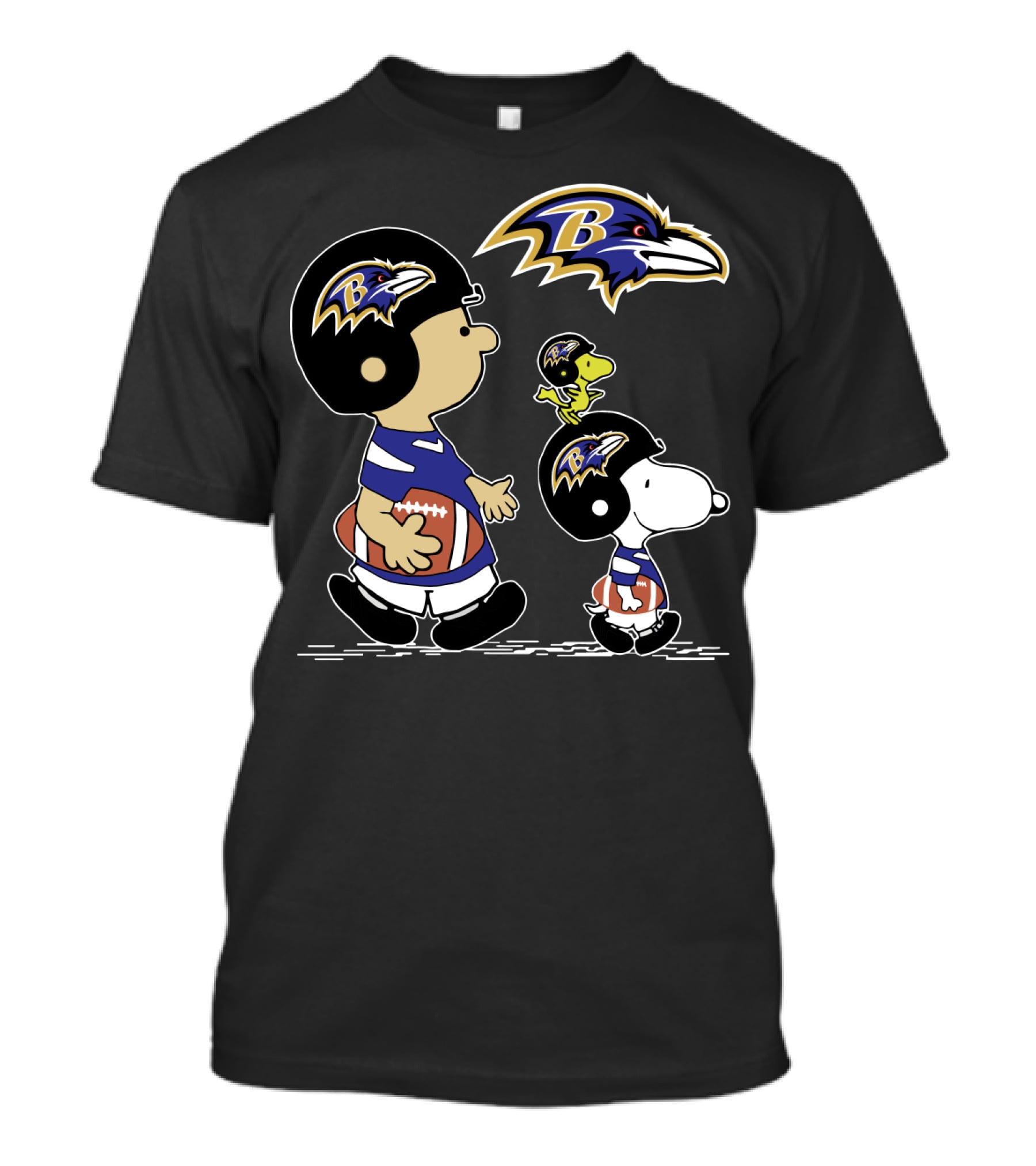 Baltimore Ravens Peanuts Christmas Football Characters T-Shirt