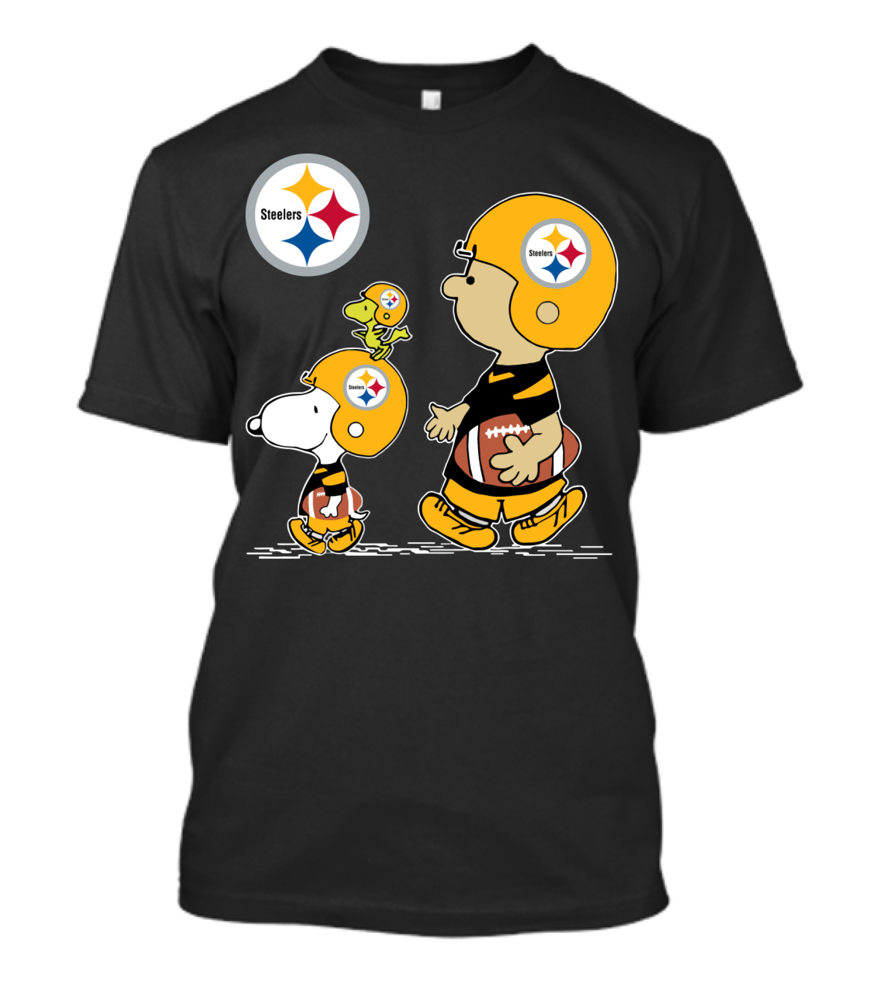 Steelers Christmas Peanuts Cute Football Charlie Brown Snoopy Woodstock T-Shirt