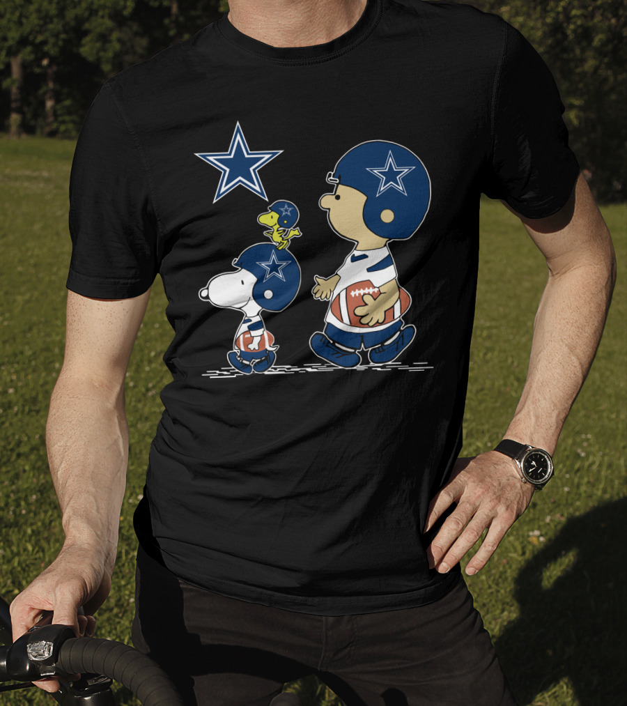 Dallas Cowboys Christmas Peanuts Cute Football Characters T-Shirt