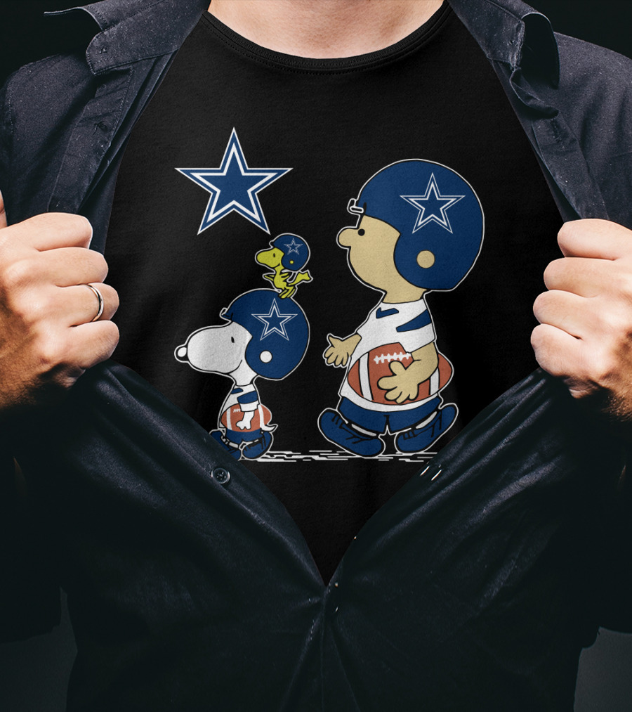 Dallas Cowboys Christmas Peanuts Cute Football Characters T-Shirt