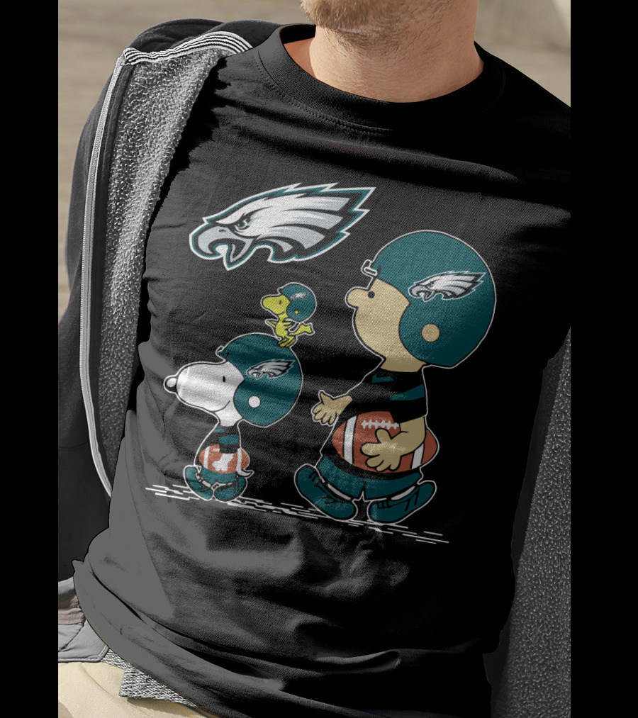 Peanuts Eagles Christmas Football Cute Characters T-Shirt