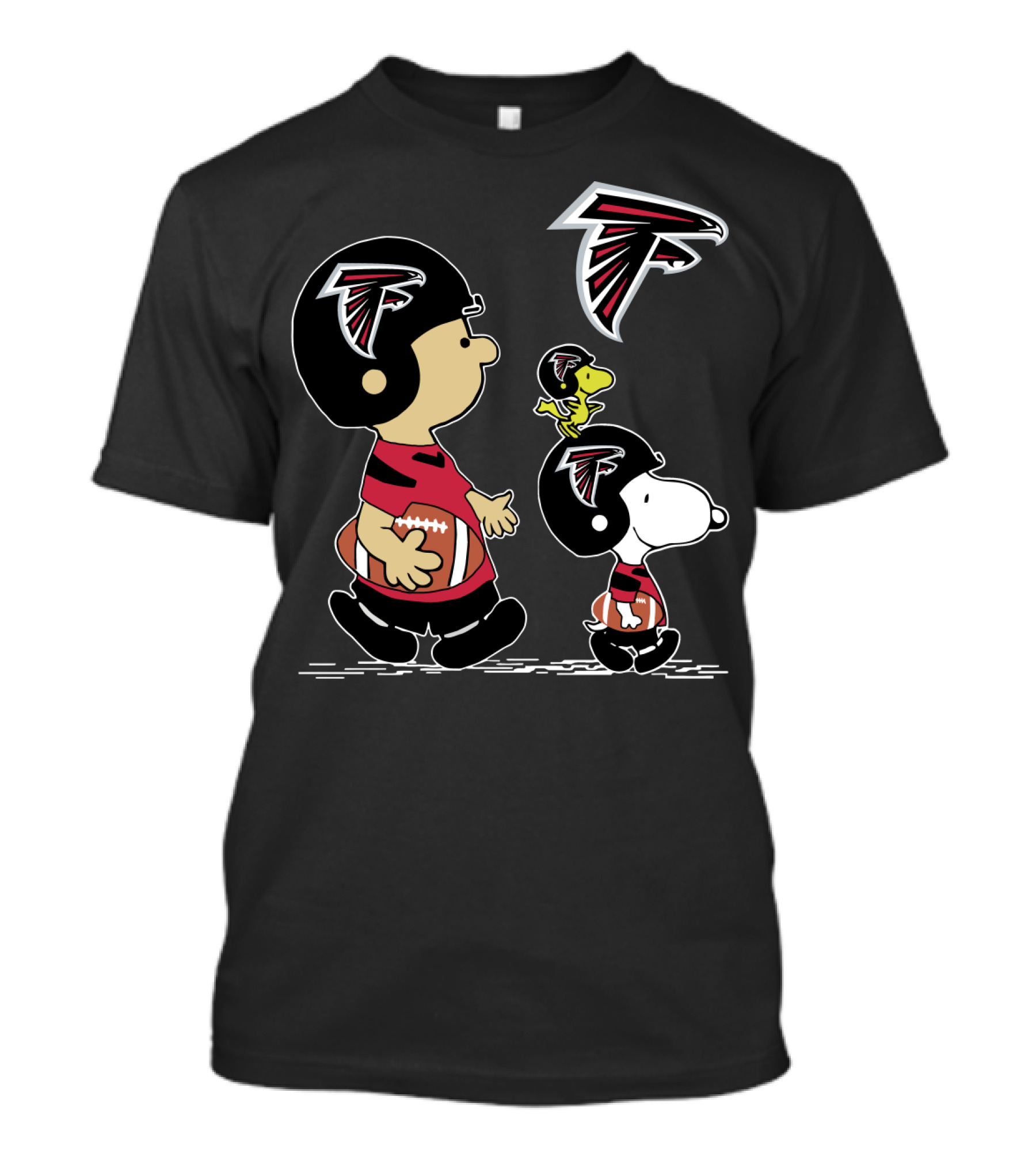 Peanuts Christmas Atlanta Falcons Football Charlie Brown Snoopy Woodstock T-Shirt