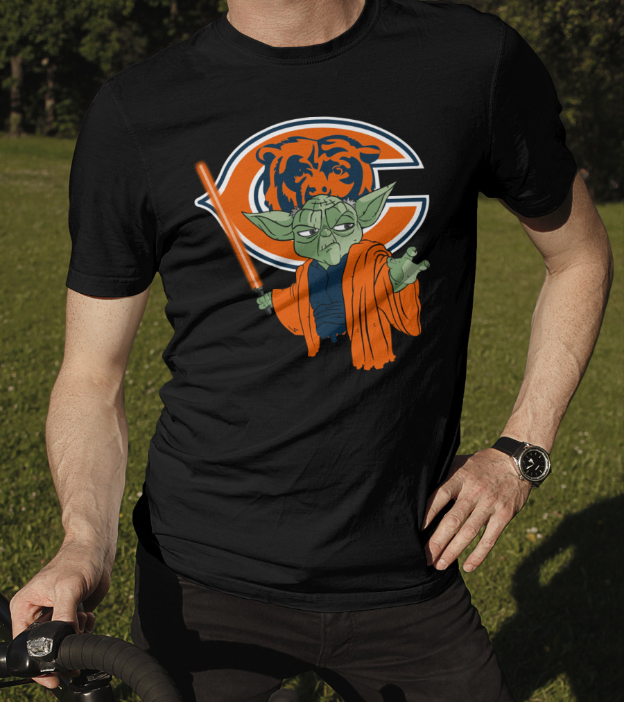 Chicago Bears Yoda Orange Lightsaber T-Shirt