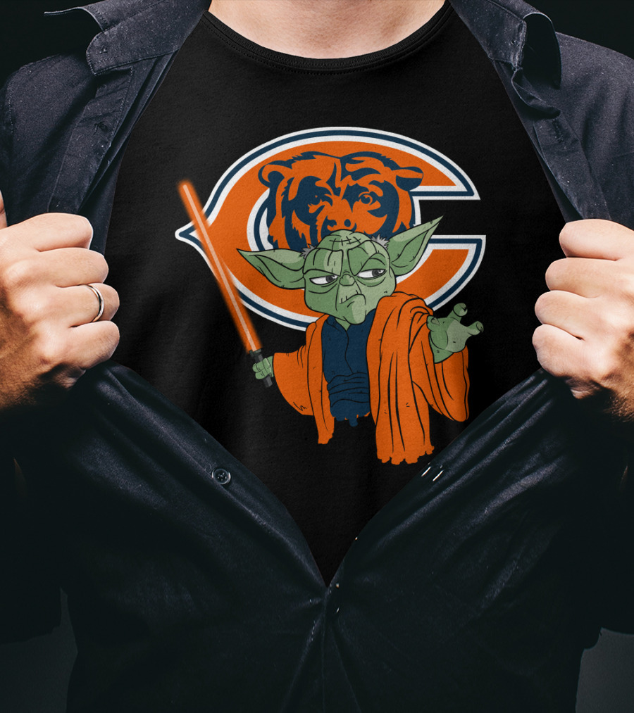 Chicago Bears Yoda Orange Lightsaber T-Shirt