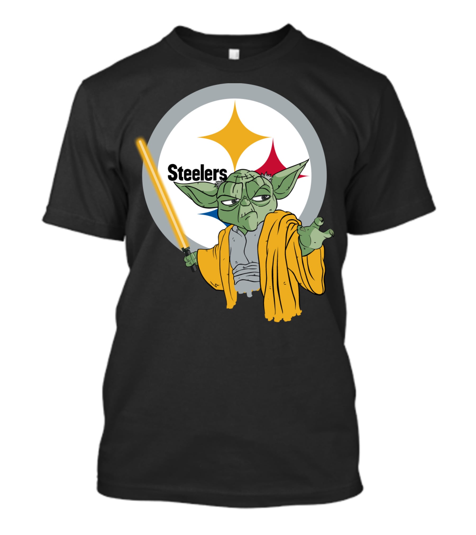 Steelers Yoda Star Wars Crossover With Lightsaber T-Shirt