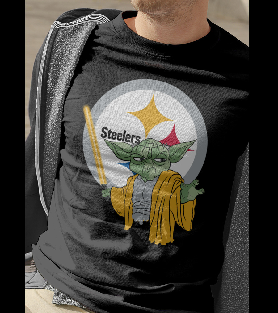 Steelers Yoda Star Wars Crossover With Lightsaber T-Shirt