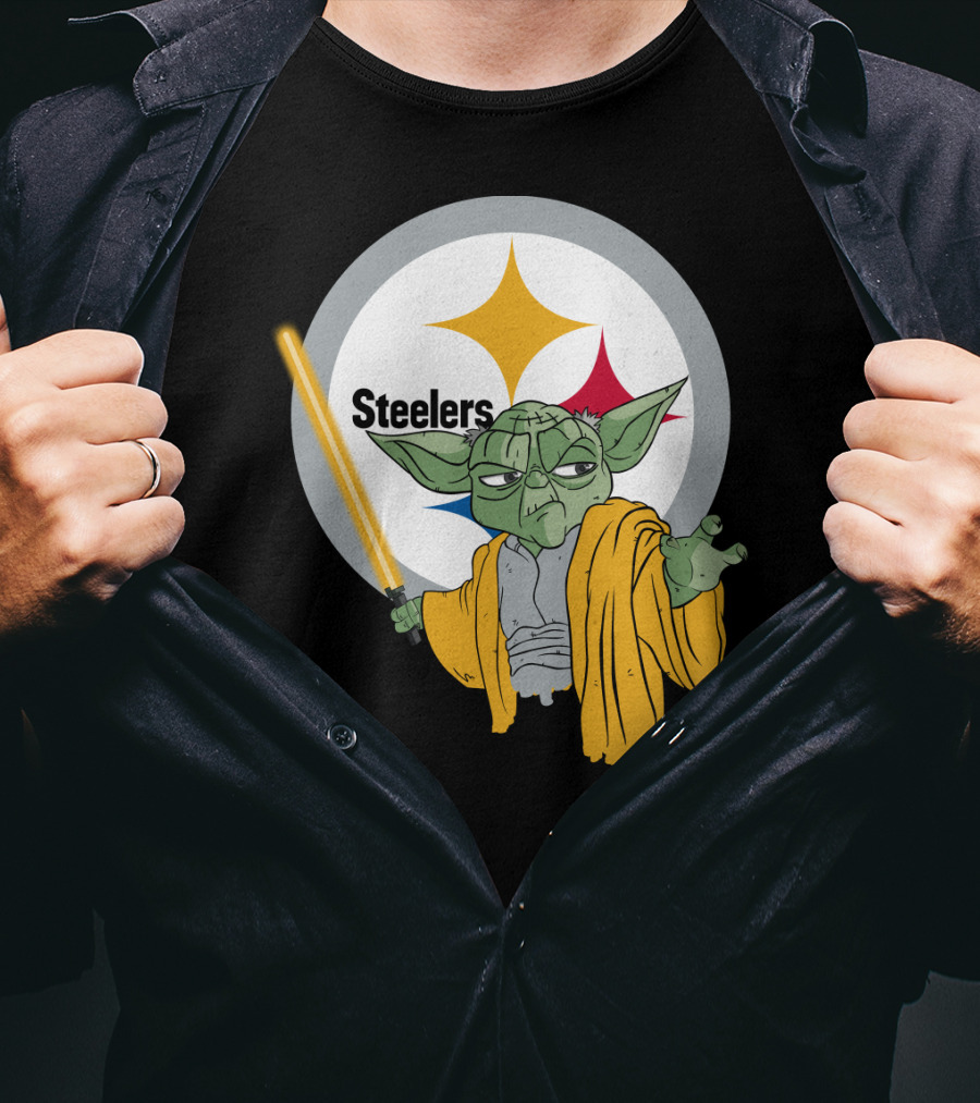 Steelers Yoda Star Wars Crossover With Lightsaber T-Shirt