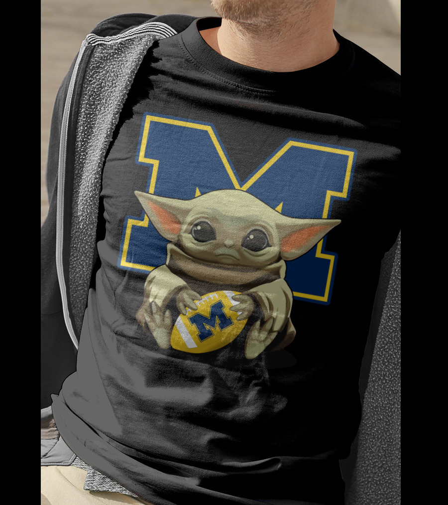 Yoda Baby M Wolverines Football T-Shirt
