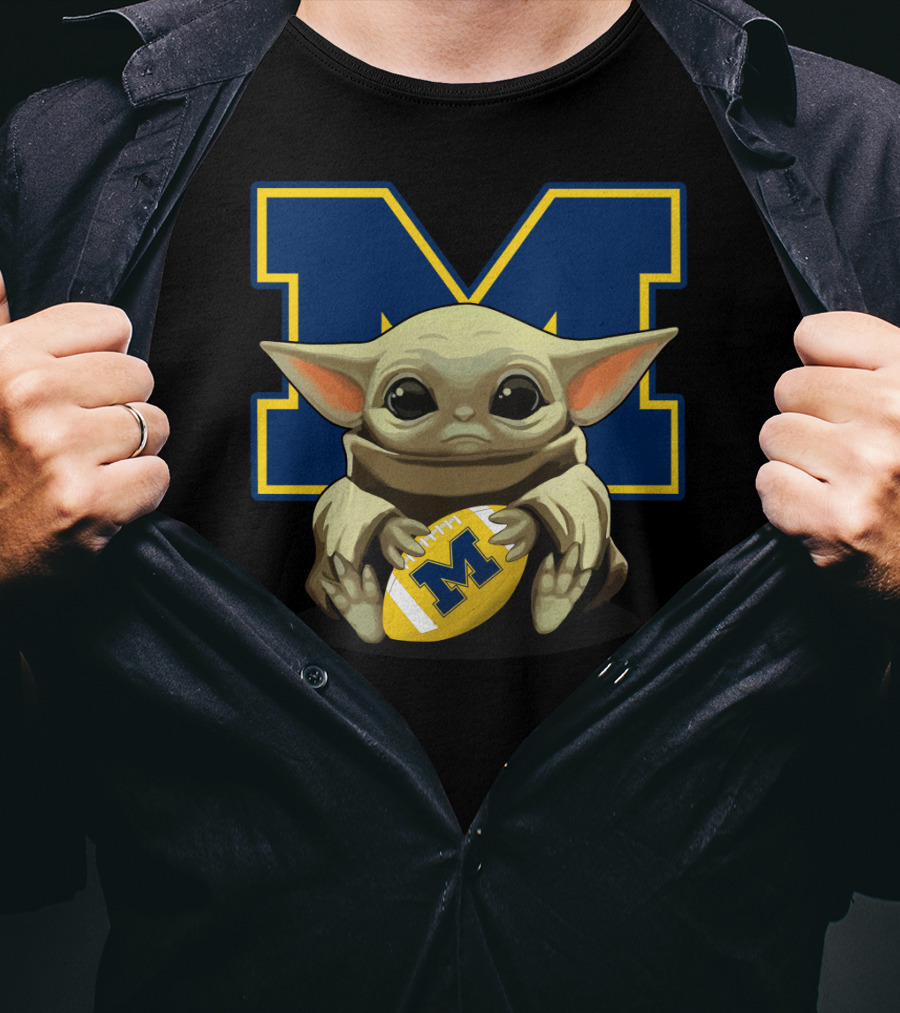 Yoda Baby M Wolverines Football T-Shirt