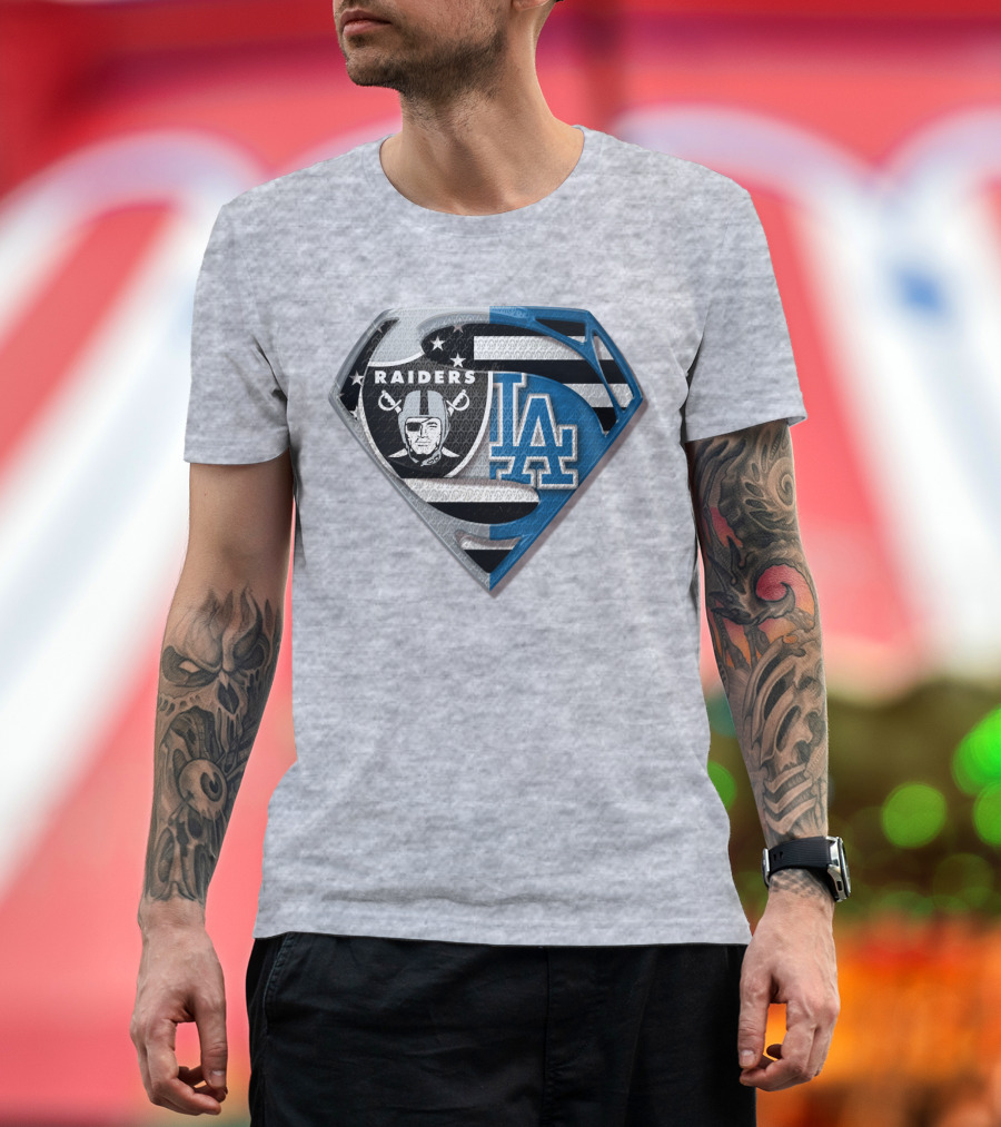 Raiders La Logo Crossover Superman Shield T-Shirt