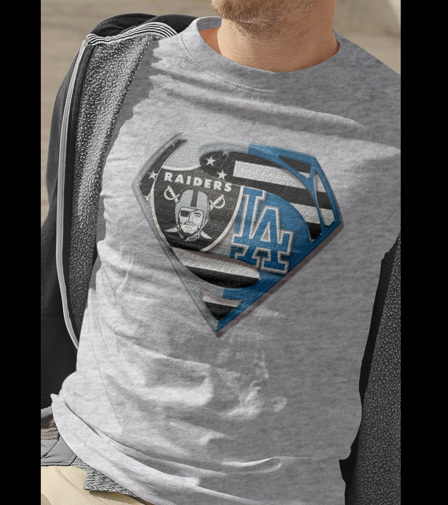 Raiders La Logo Crossover Superman Shield T-Shirt