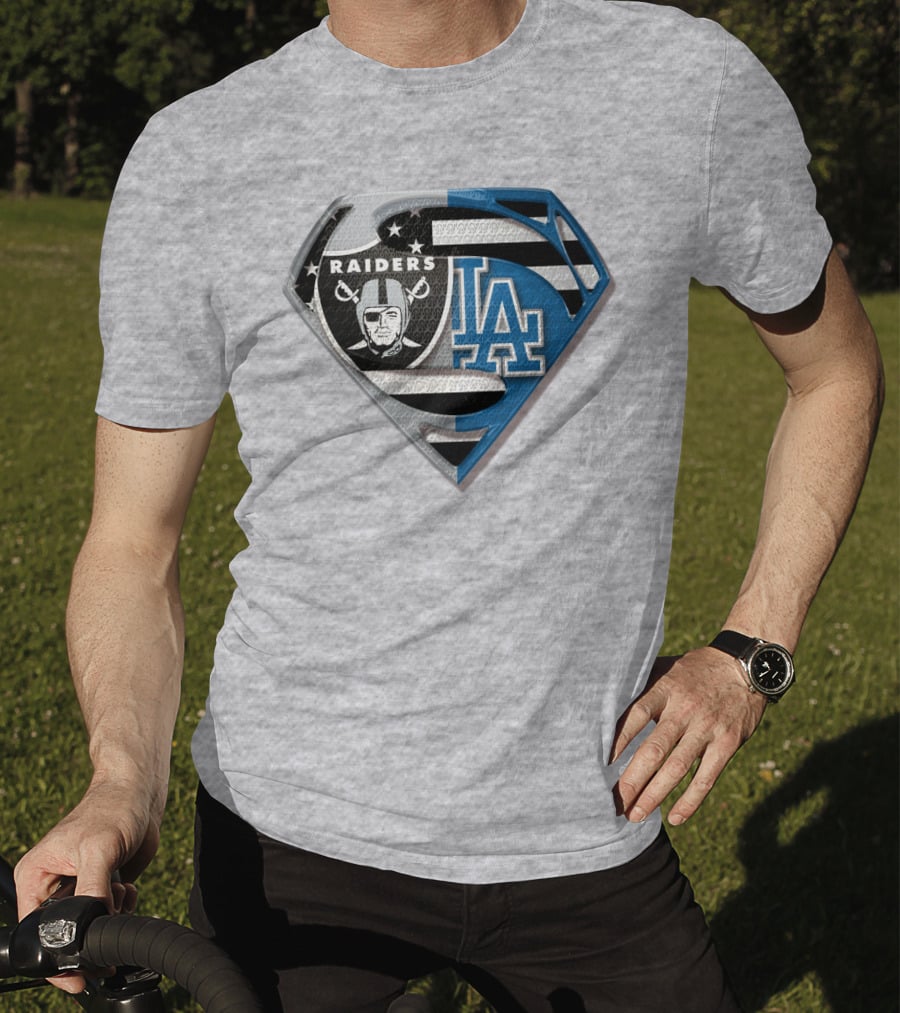 Raiders La Logo Crossover Superman Shield T-Shirt
