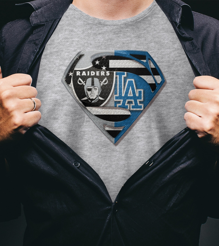 Raiders La Logo Crossover Superman Shield T-Shirt