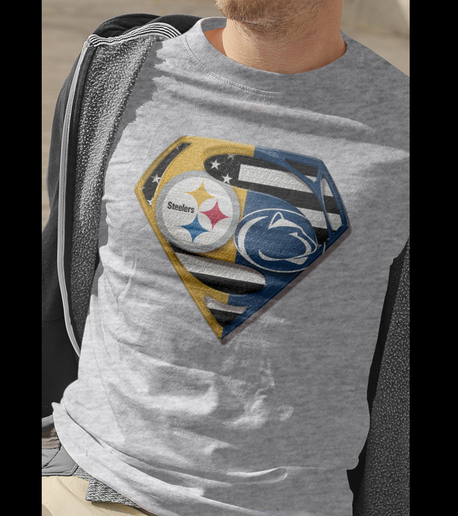 Steelers Nittany Lions Superman Logo Mashup T-Shirt