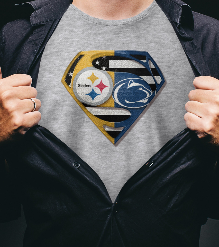 Steelers Nittany Lions Superman Logo Mashup T-Shirt