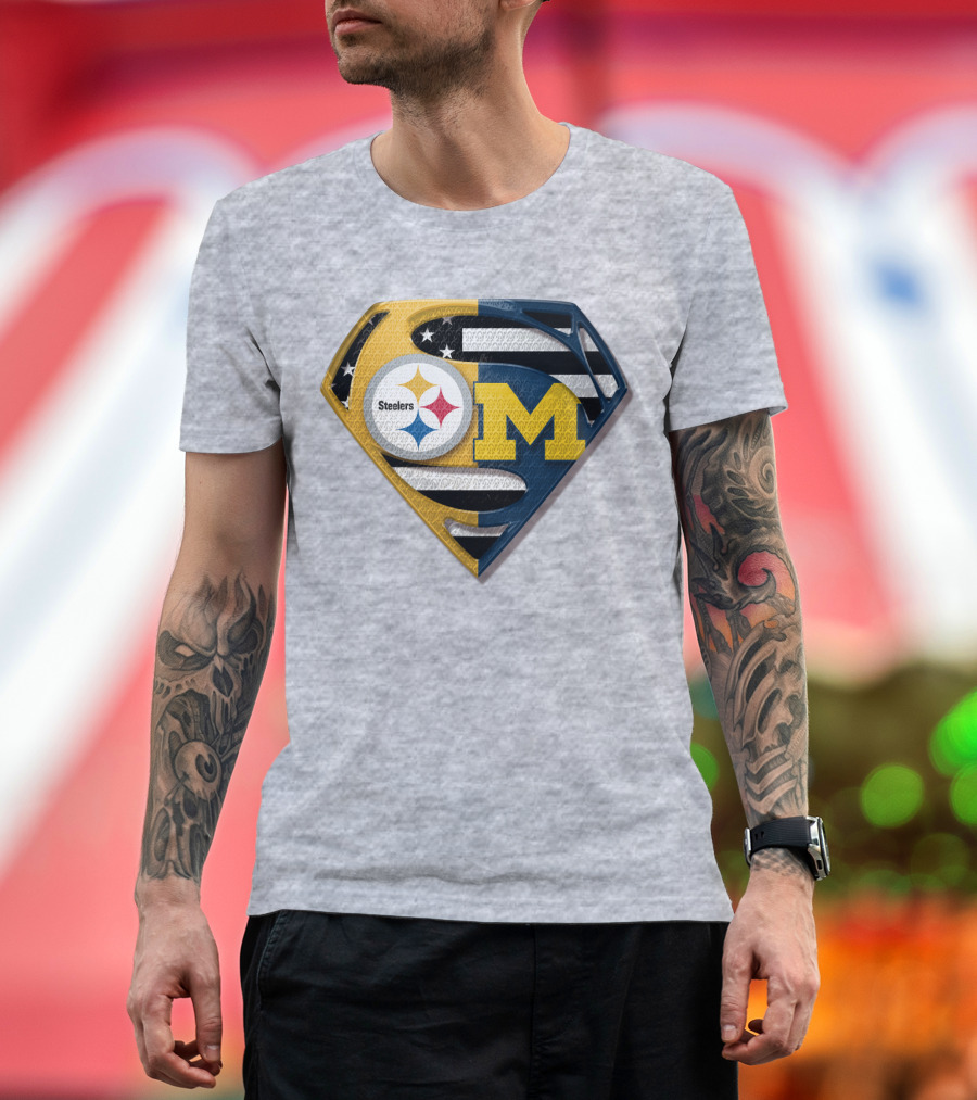 Steelers Michigan Wolverines Superman T-Shirt