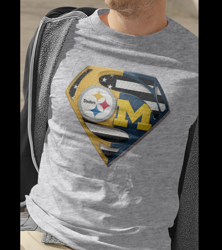 Steelers Michigan Wolverines Superman T-Shirt