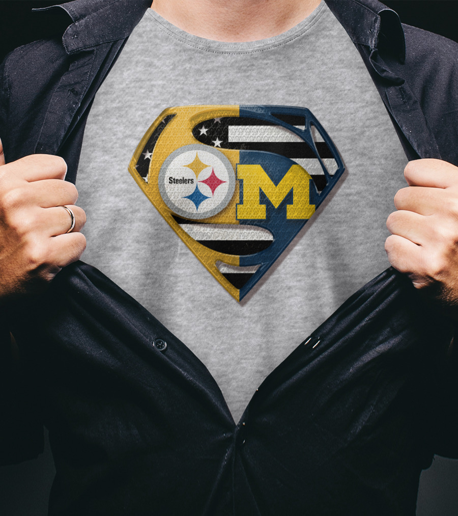 Steelers Michigan Wolverines Superman T-Shirt