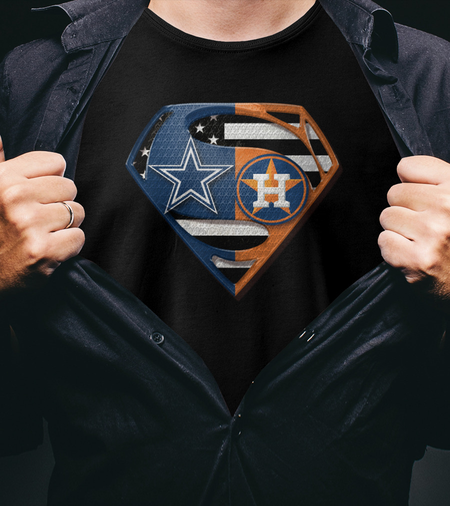 Super Cowboys Astros Logo Stars And Stripes T-Shirt