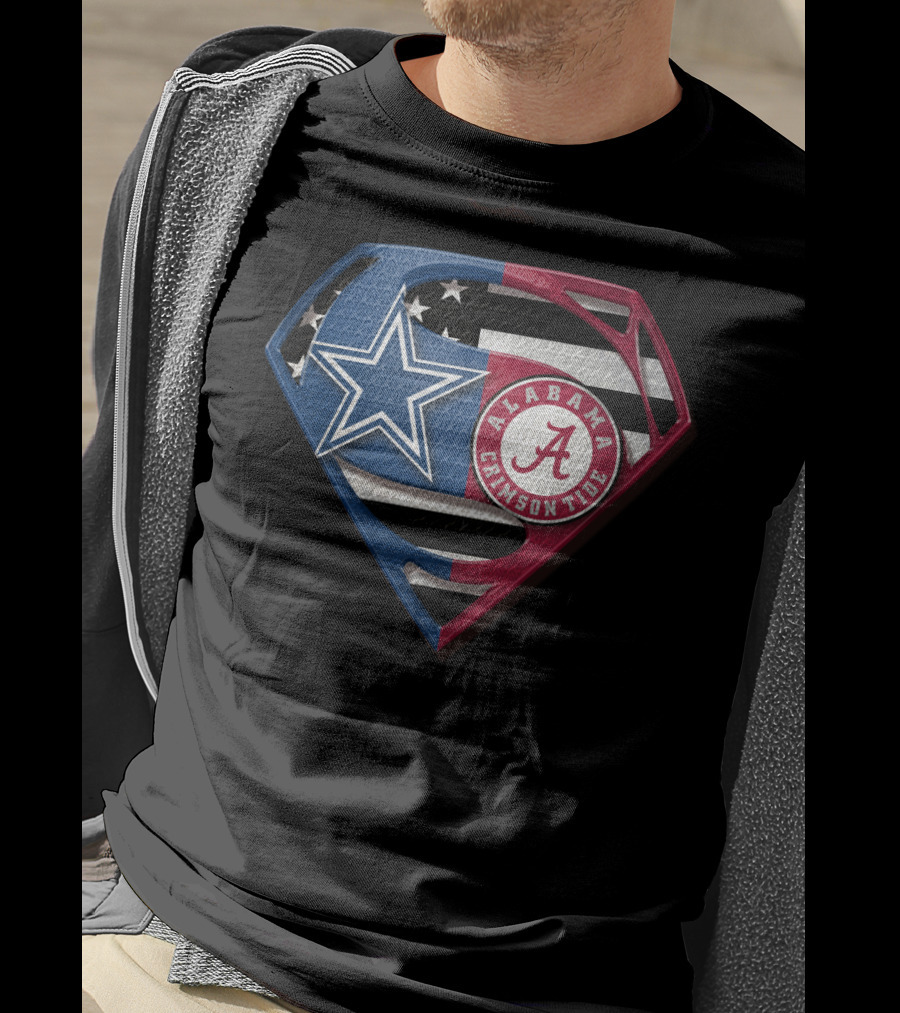 Dallas Cowboys Alabama Crimson Tide Superman Shield T-Shirt