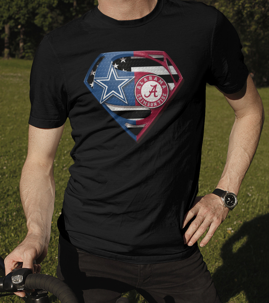 Dallas Cowboys Alabama Crimson Tide Superman Shield T-Shirt