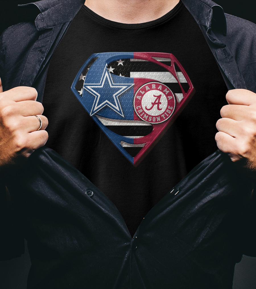 Dallas Cowboys Alabama Crimson Tide Superman Shield T-Shirt