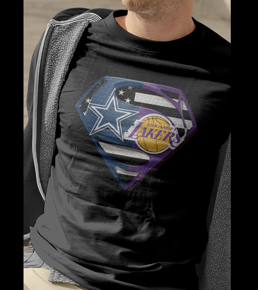 Superman Star Dallas Cowboys Los Angeles Lakers Badge T-Shirt