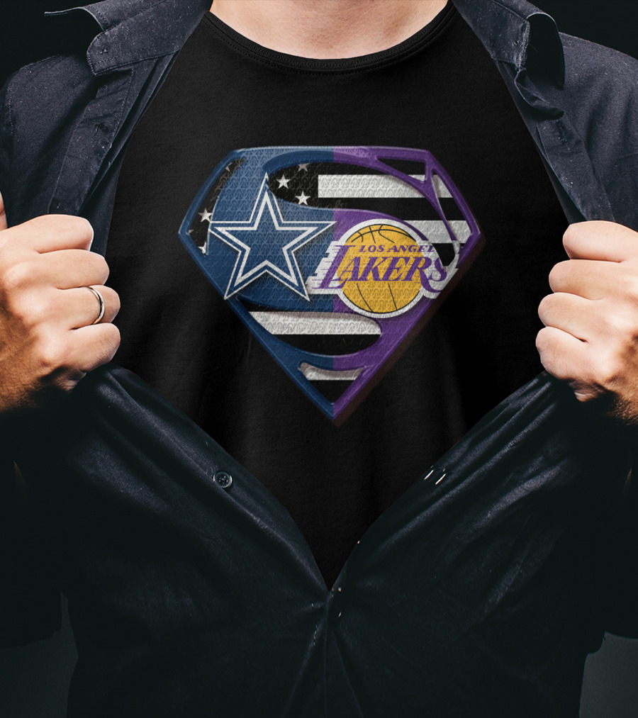 Superman Star Dallas Cowboys Los Angeles Lakers Badge T-Shirt