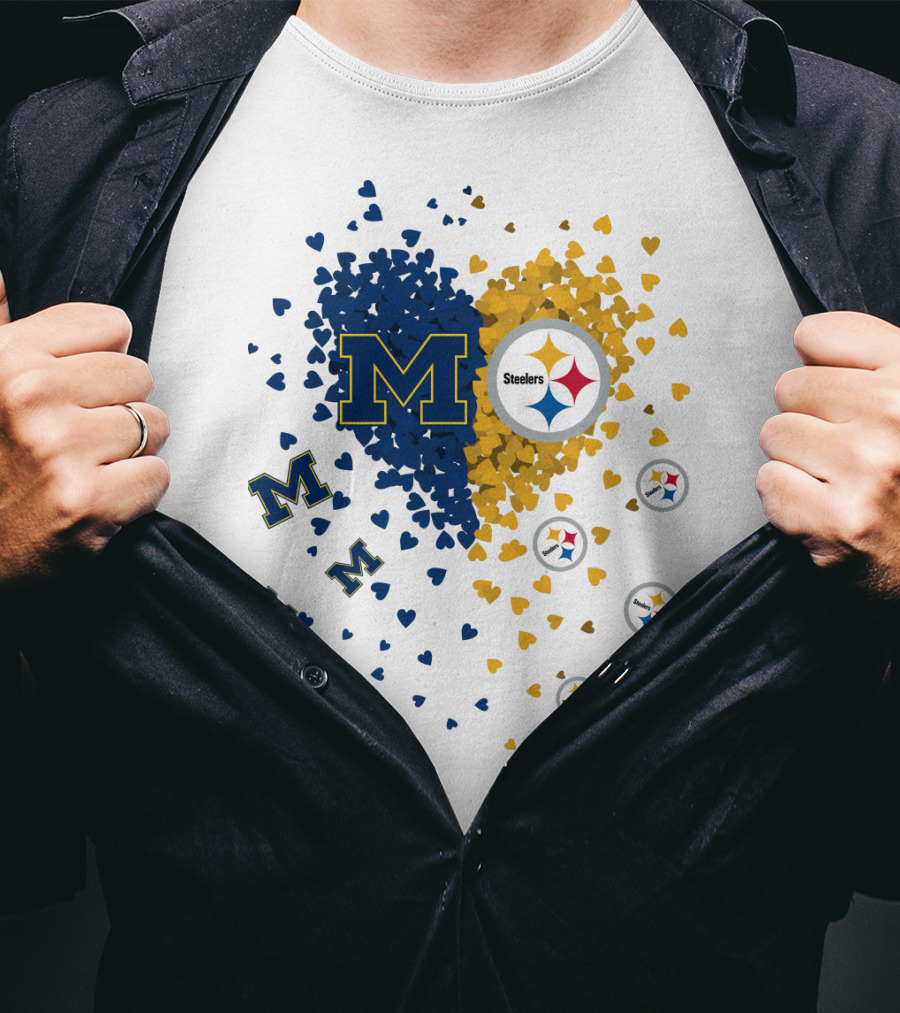 Steelers Heart With Wolverines M Symbol T-Shirt