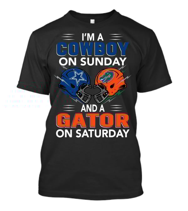 I'm A Cowboy On Sunday And A Gator On Saturday Football Helmets T-Shirt