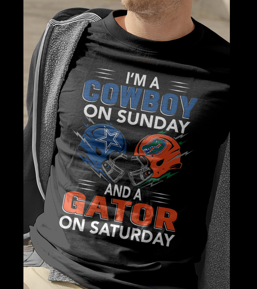 I'm A Cowboy On Sunday And A Gator On Saturday Football Helmets T-Shirt