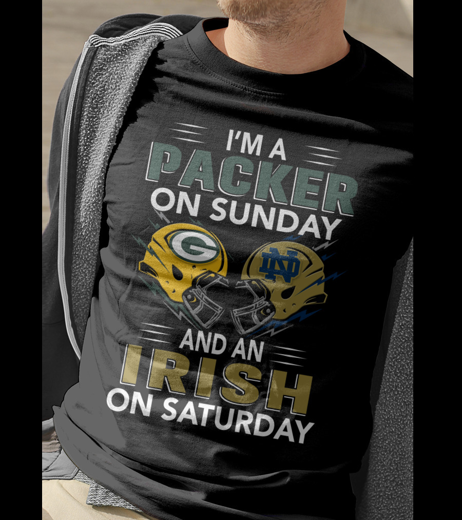 I'm A Packer On Sunday And An Irish On Saturday Helmets T-Shirt
